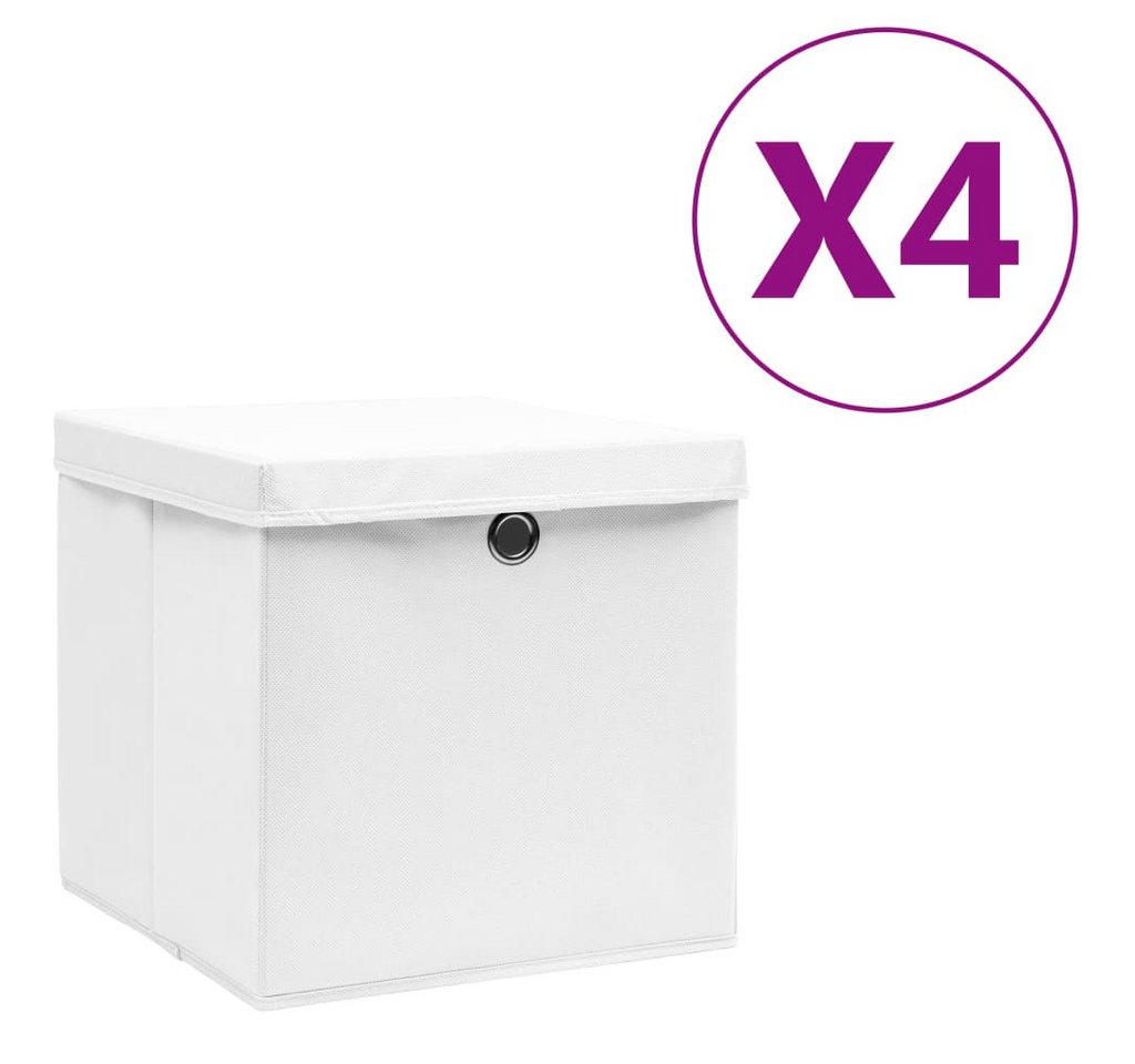 Thumbnail - vidaXL Aufbewahrungsbox, Ordnungsboxen mit Deckeln 4 Stk. 28x28x28 cm Weiß