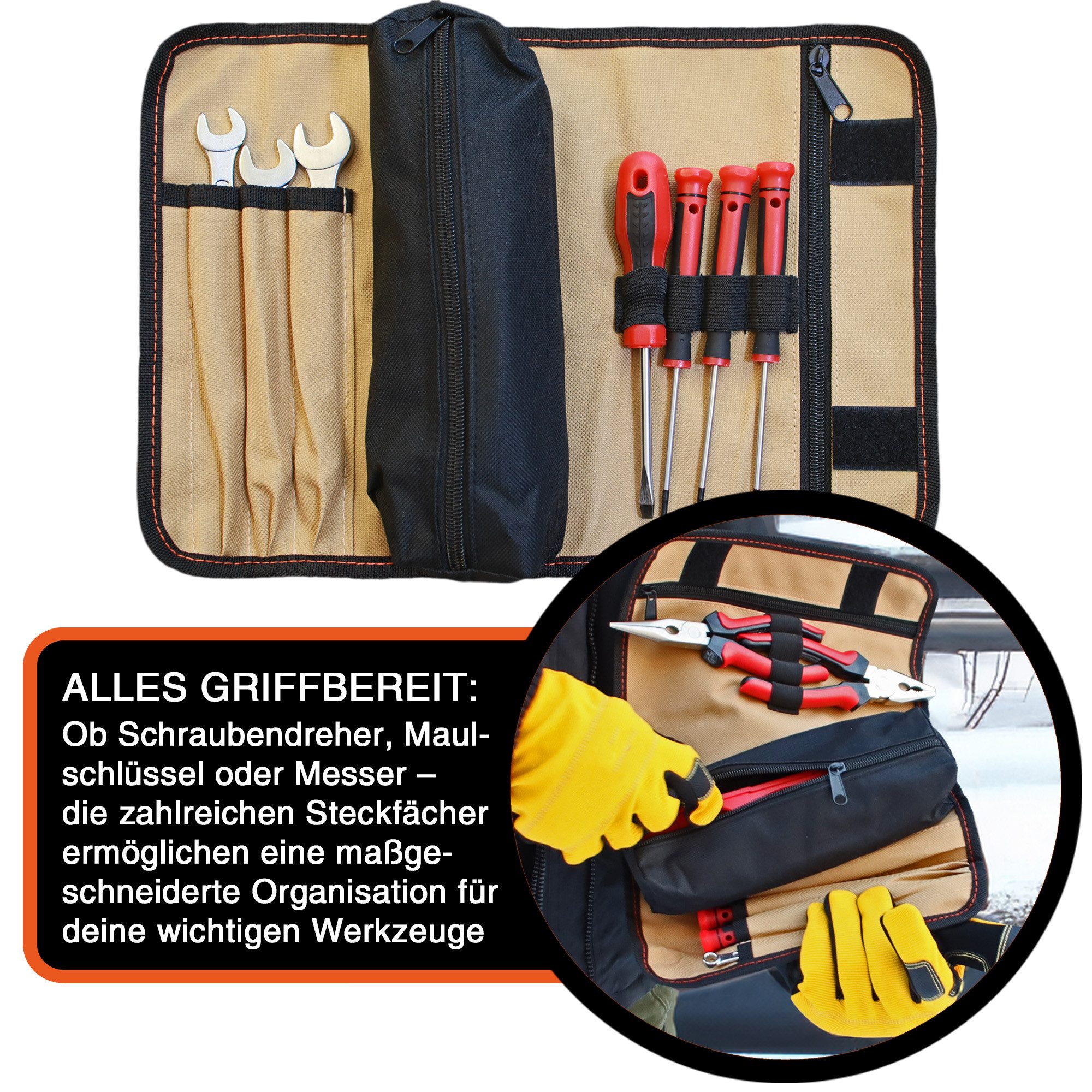 YPC Werkzeugtasche VarioRoll M, 36x25cm, 2 Reißverschlusstaschen