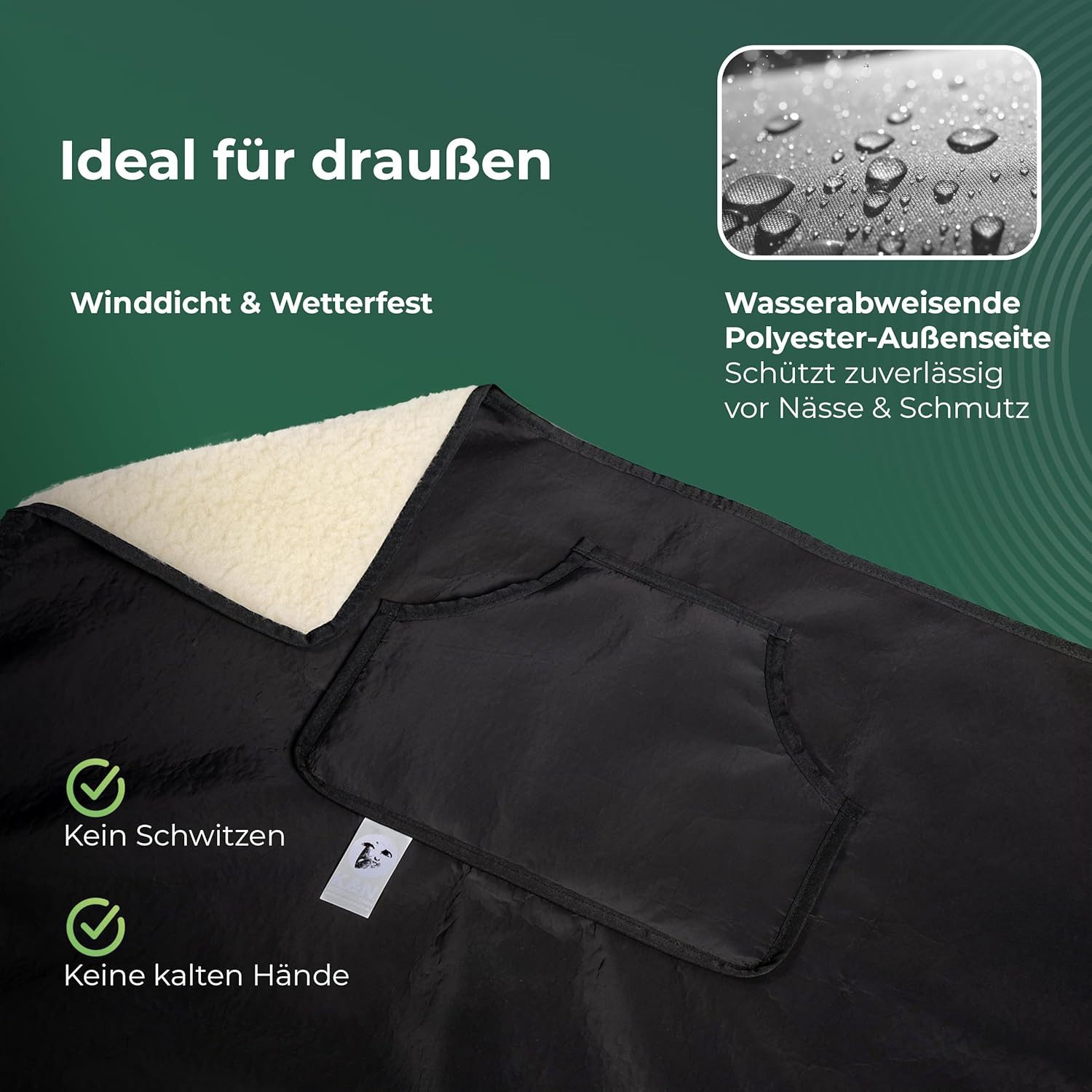 Novaliv Haltungskissen NOVALIV Schurwoll Kniedecke Outdoor Rollstuhl - Warme Beindecke mit wa, 1-tlg., NOVALIV Schurwoll Kniedecke Outdoor Rollstuhl - Warme Beindecke mit wa