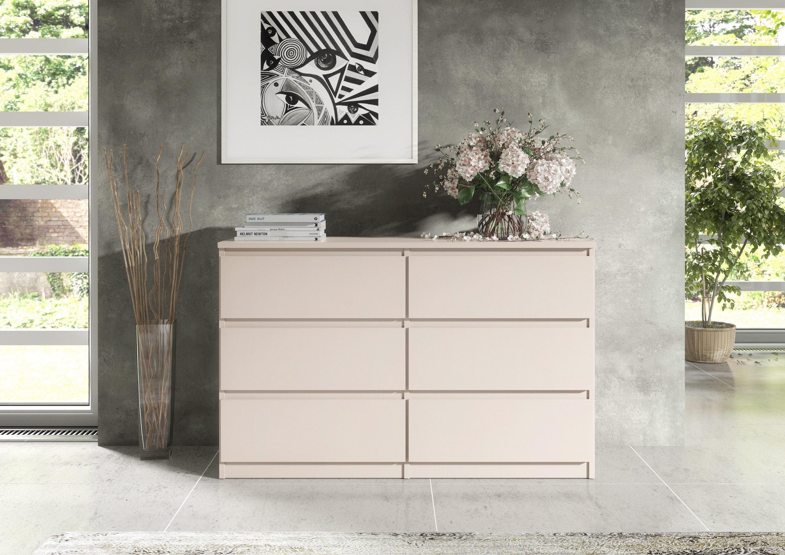 Raumhirsch Furniture Kommode, Sideboard, Kommode für das Schlafzimmer - Wohnzimmer (Maße: 100 × 39 × 78,5 cm, 6 Schubladen, Rollenschienen), viele Farbvarianten - Hochwertig & stabil