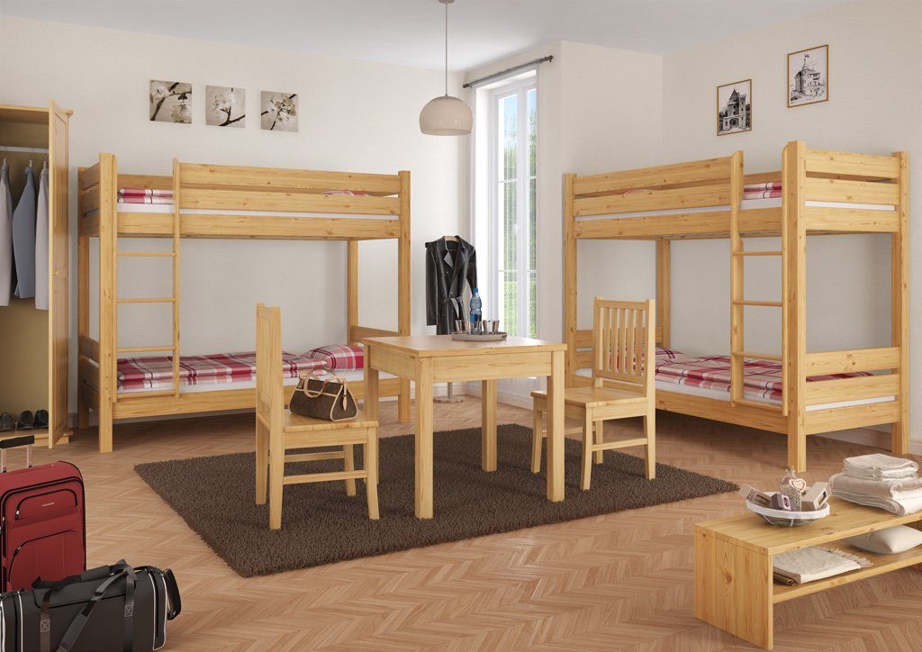 Kinder ERST-HOLZ mit 80x190 und Rost Doppelstockbett massiv Matratze Etagenbett