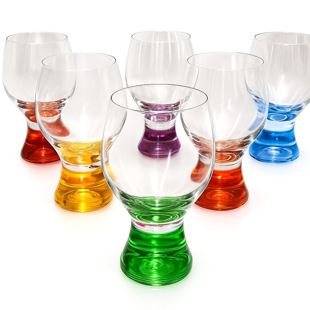 Crystalex Rotweinglas Gina Painted Бокалы для красного вина 340 ml 6er Set, Kristallglas, handbemalt, Kristallglas, farbig: gelb, rot, blau, grün, orange, gelb