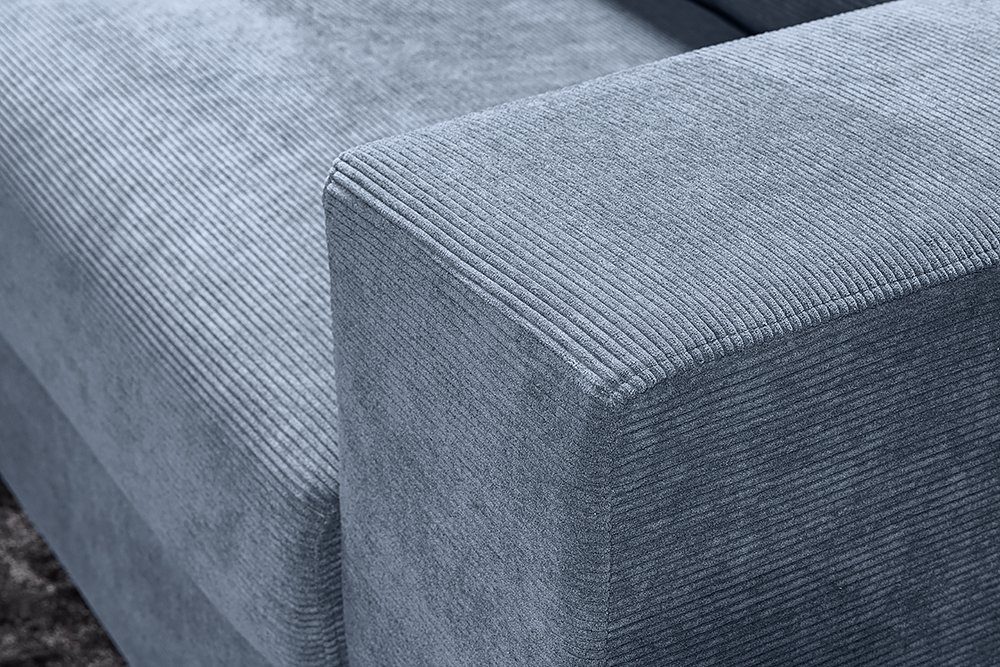 riess-ambiente 3-Sitzer MR · Einzelartikel Teile, · LOUNGER blau blau Design Modern Cord Federkern Wohnzimmer | 220cm blau, 1 | · blau