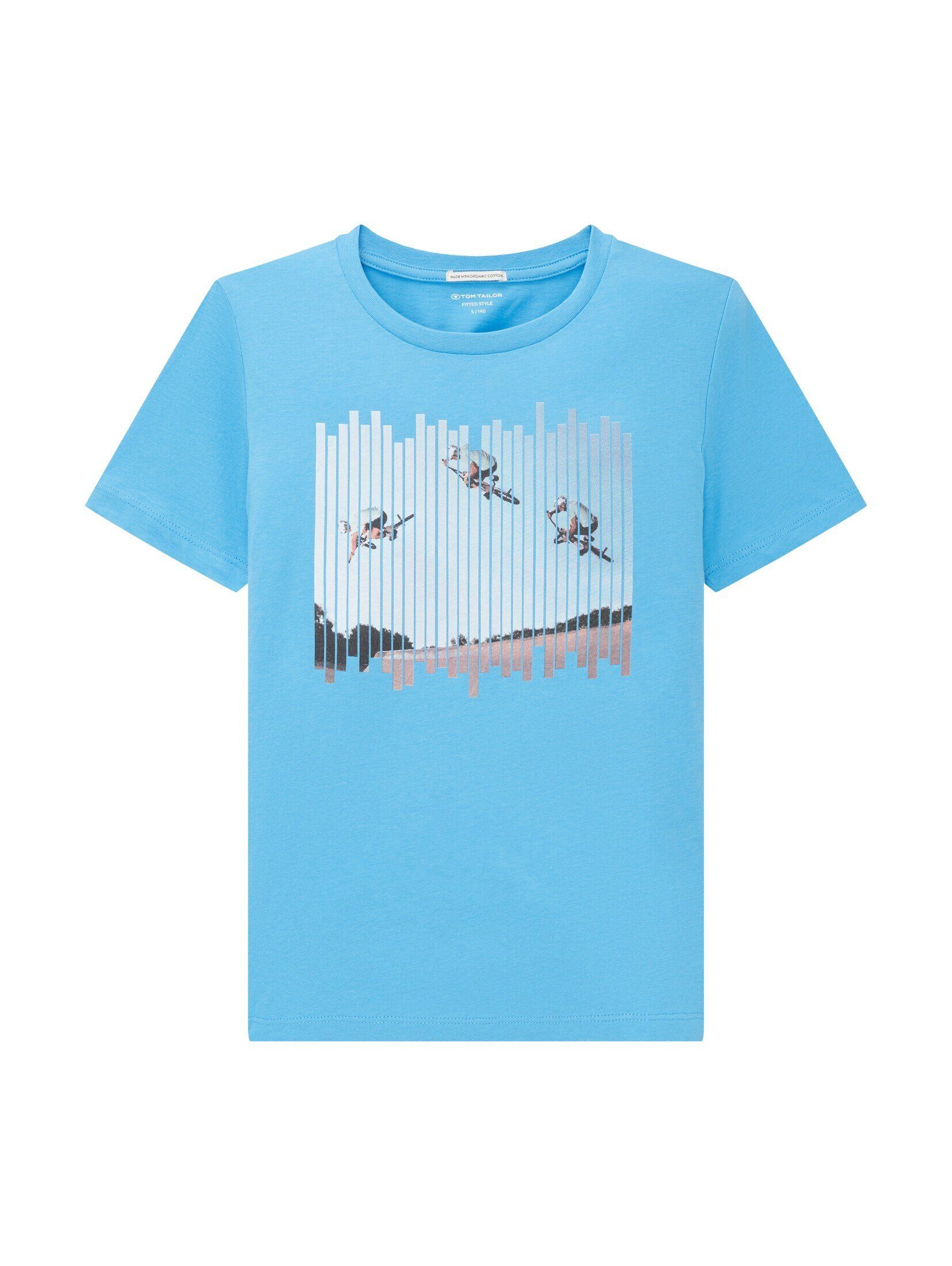 TOM TAILOR T-Shirt T-Shirt mit Fotoprint rainy sky blue