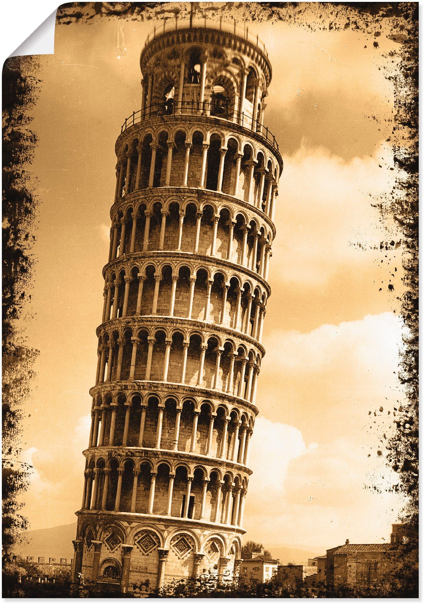 Artland Poster Pisa - Campanile, Gebäude (1 St), als Leinwandbild, Wandaufkleber oder Poster in versch. Größen