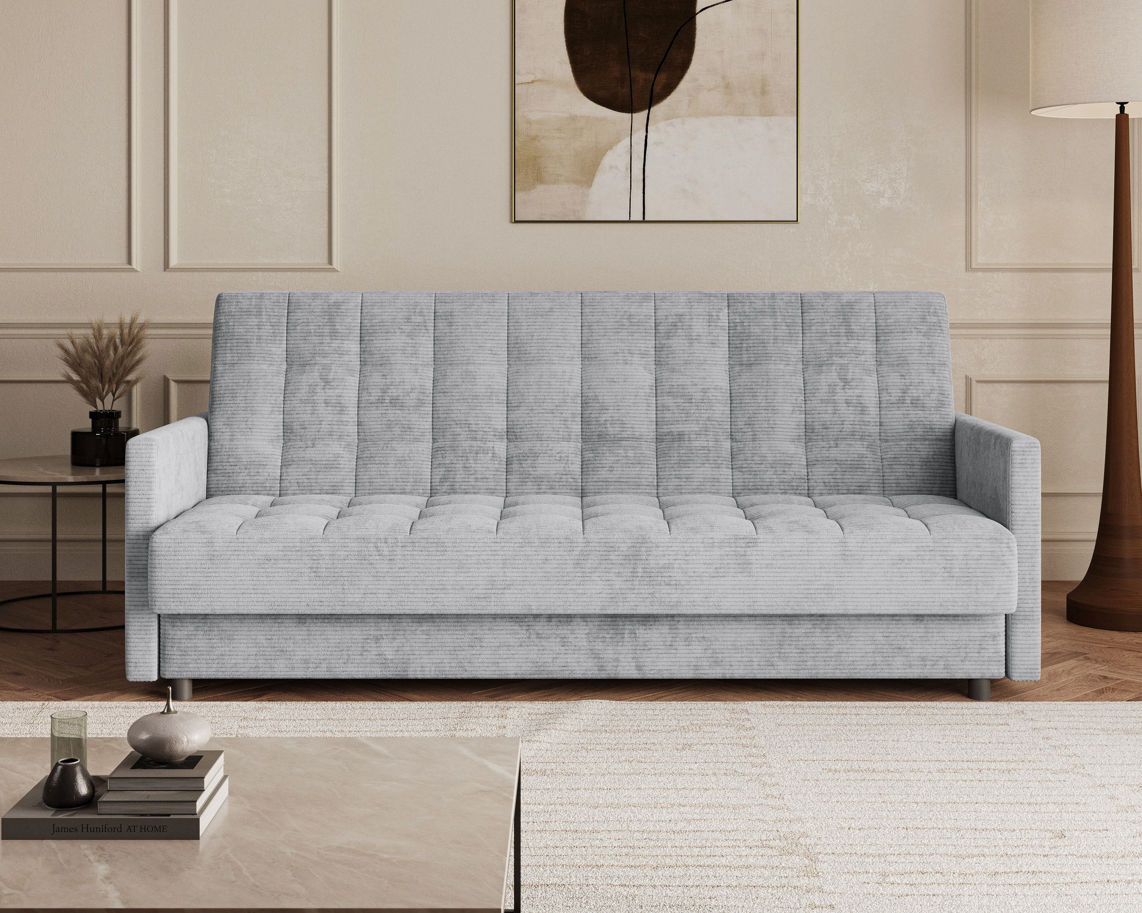 MOEBLO Schlafsofa TINA, 3-Sitzer Schlafsofa mit Bettkasten, Click-Clack-Funktion, Bonellfederung und Lincoln-Cordstoff, Couch Polstermöbel Sitzmöbel Wohnzimmermöbel, (BxHxT): 211 x 90 x 97 cm