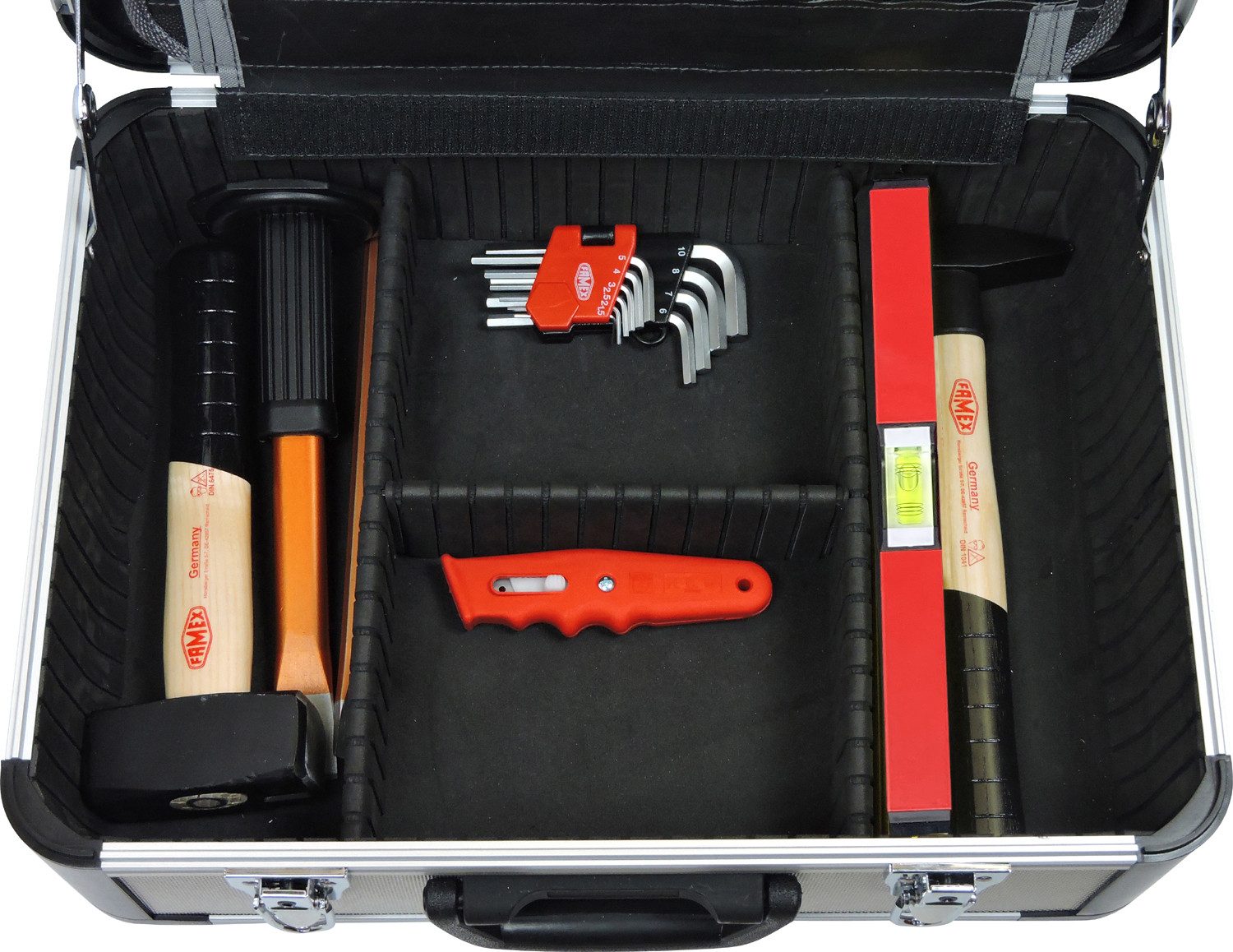 FAMEX Werkzeugset 478-10 Elektriker Werkzeugkoffer, (Werkzeugkoffer, 31-tlg., Werkzeugbox, 30kg Kapazität), 30kg Kapazität, Platz für weitere Werkzeuge, PROFI