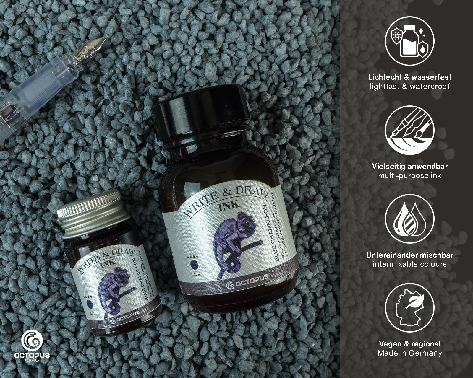 Thumbnail - OCTOPUS Fluids Write and Draw Ink Grey Fox, Schreib- und Zeichentinte, 10ml Tintenglas (Set, 0-tlg)