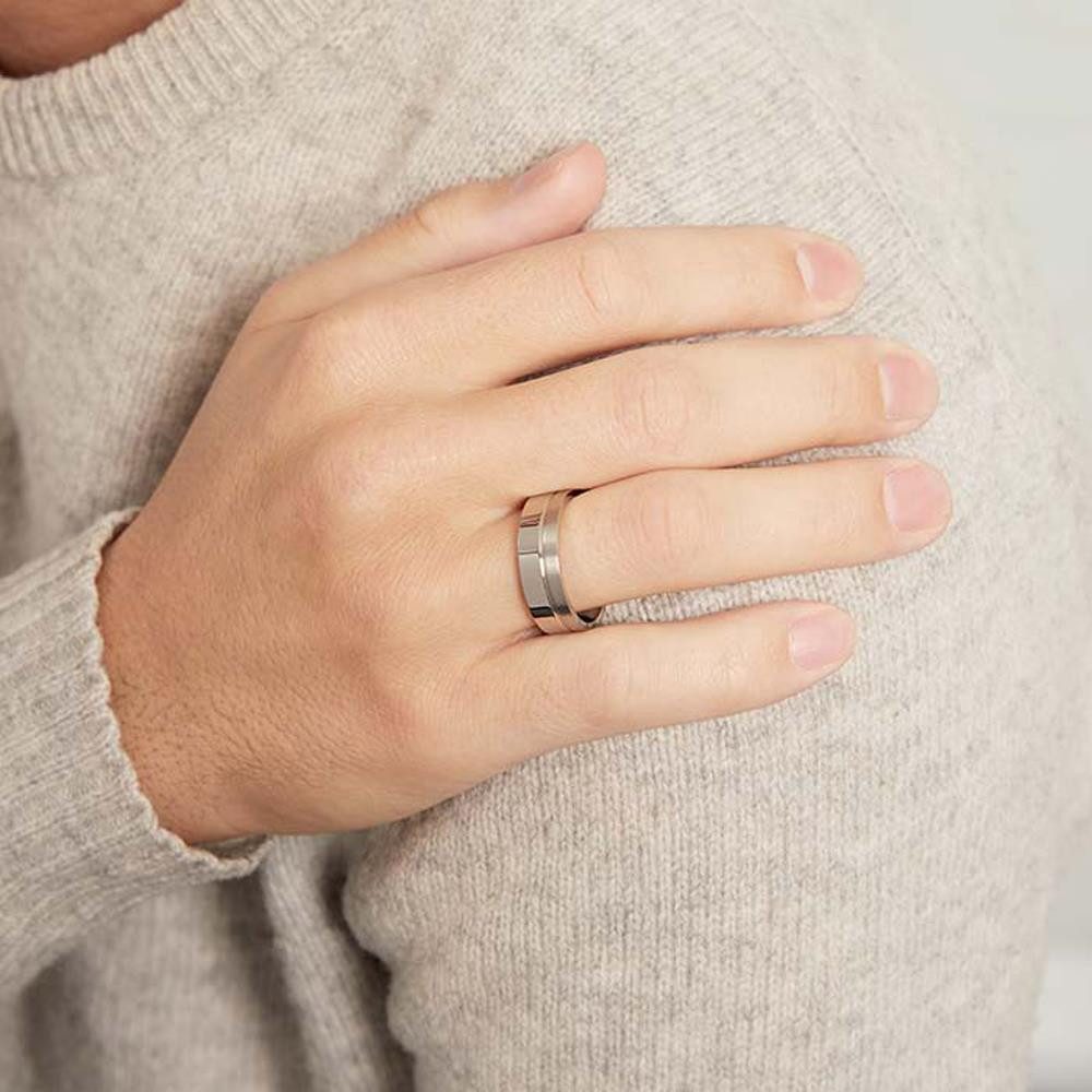 Unique Fingerring Teilpoliert in Silber 7mm Breite R9181 günstig online kaufen