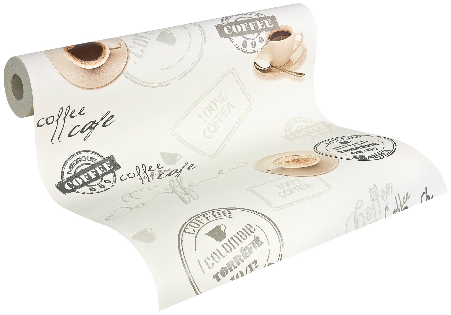 A.S. Création Schaumtapete Il Decoro Kaffee, aufgeschäumt, gemustert, mehrfarbig, Motiv, Tapete Ausgefallen Tapeten Wohnzimmer Schlafzimmer Küche eige Design