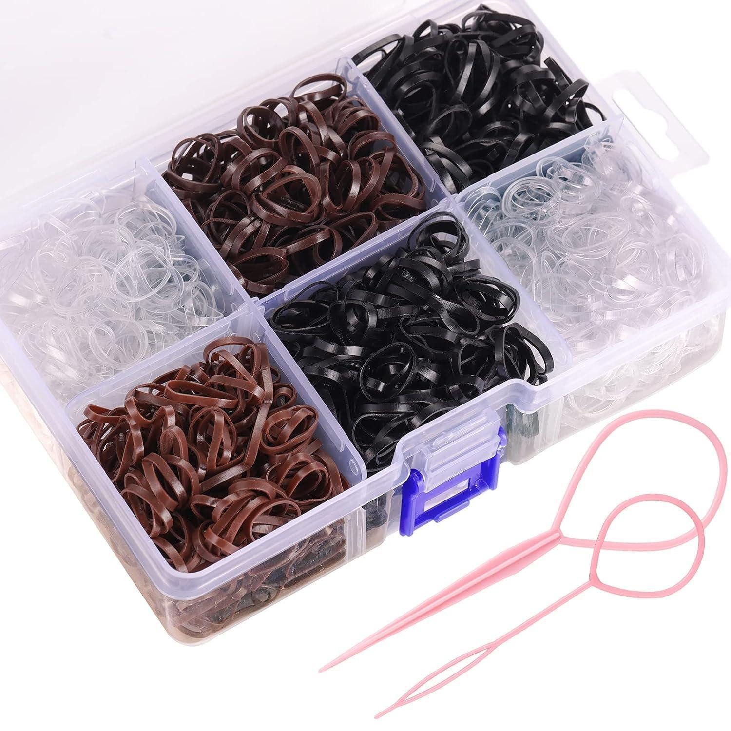 LuxusKollektion Haargummi 2500 Stück Mini Haargummis Schwarz Braun Transparent 4 Farben