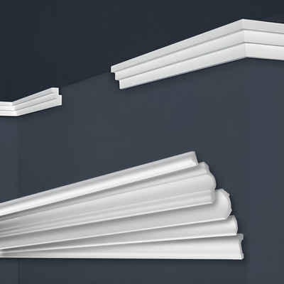 marbet design Stuckleiste E-17, Innen- & Außenecke (1 Stück), XPS Styropor weiß - Deckenleisten Stuck Decken Styroporleisten E-Leisten - (Innen- & Außenecke E-17)