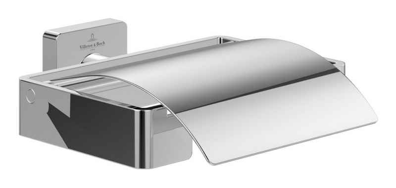 Villeroy & Boch Toilettenpapierhalter Elements - Striking, Toilettenpapierhalter 131 x 115 mm mit Deckel - Chrom