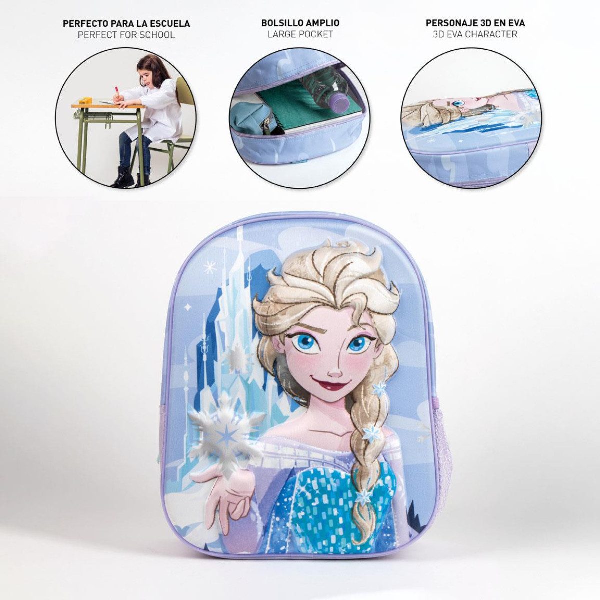 Cerda Kinderrucksack Disney Frozen – 3D Applikation, leicht & komfortabel – Bild 2 von 5