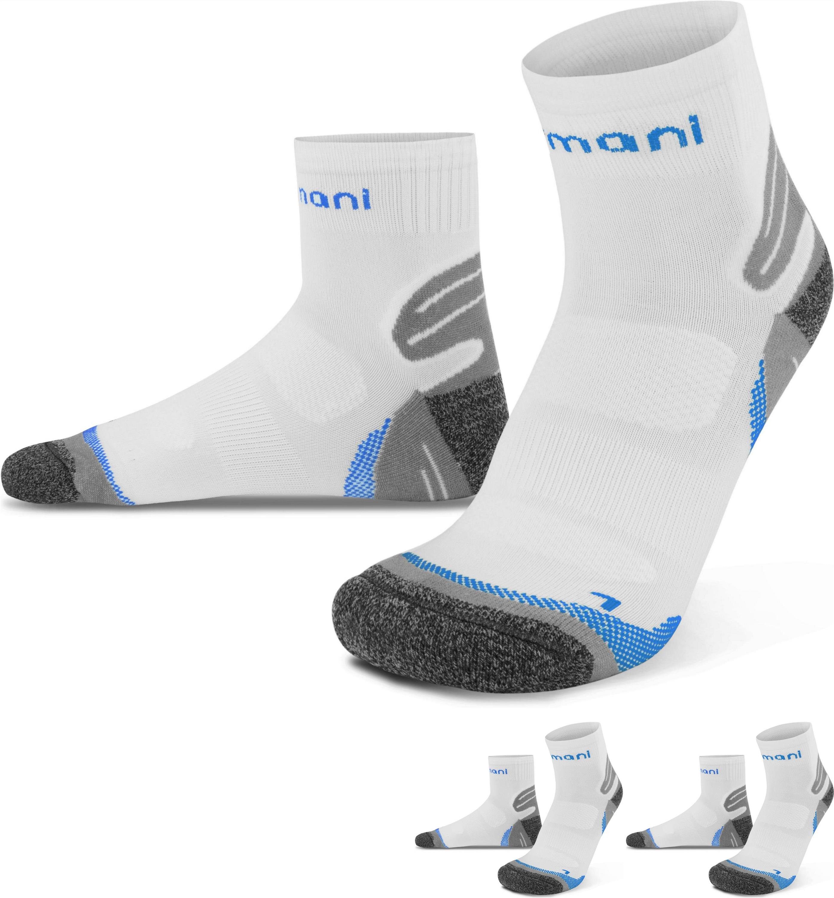 normani Laufsocken (3 Paar) kurzer Schaft mit elastischem Aktivbund Weiß/Blau | Socken