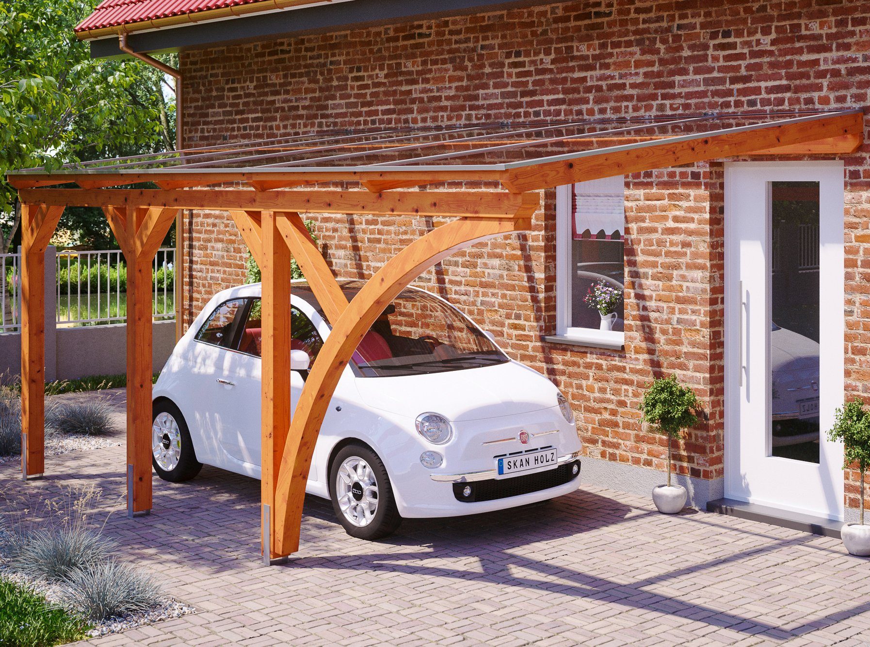 [Spezielle Produkte] Skanholz Anlehncarport Eifel, BxT: 300x541 cm hellbraun Einfahrtshöhe 213 cm