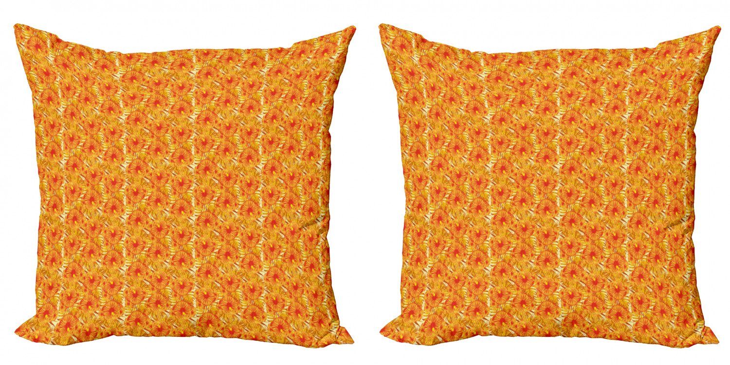 Kissenbezüge Modern Accent Doppelseitiger Digitaldruck, Abakuhaus (2 Stück), Orange Tropic Hibiscus und Monstera