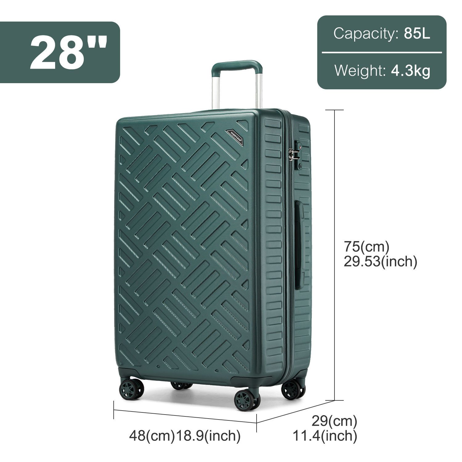 Supercase Trolley Leichter Hartschalenkoffer mit 4 günstig online kaufen