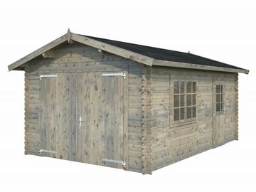 Finn Art Blockhaus Garage Holzgarage Aktion 16 mit holztor naturbelassen, Einzelgarage aus Holz