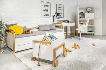 Kocot Kids Spielzeugtruhe Victor Spielzeugkiste (mit Holzräder), 48x60x55 cm, Eichenholz