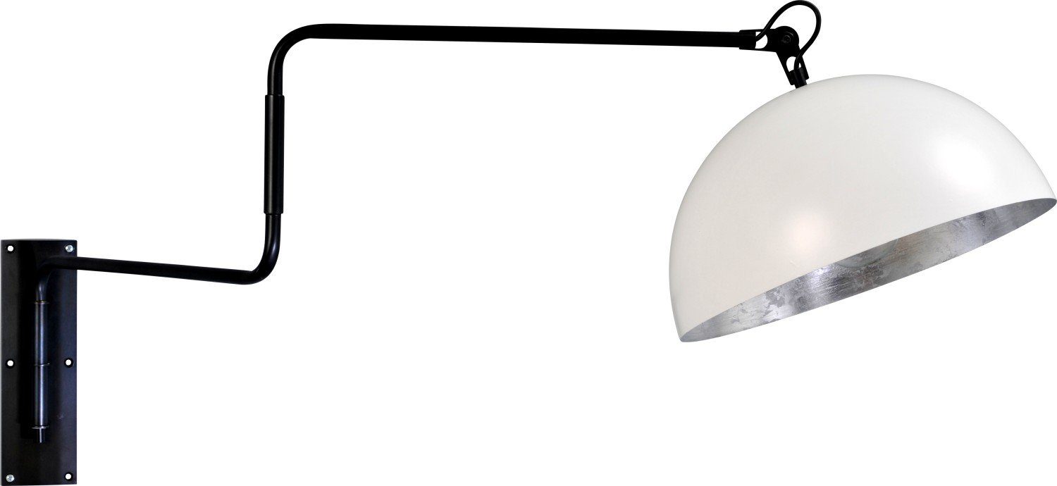 Wandlampe ohne verstellbar in Wandleuchte Silber Industrie Metall Weiß LARINO, Licht-Erlebnisse Leuchtmittel, Schwarz E27