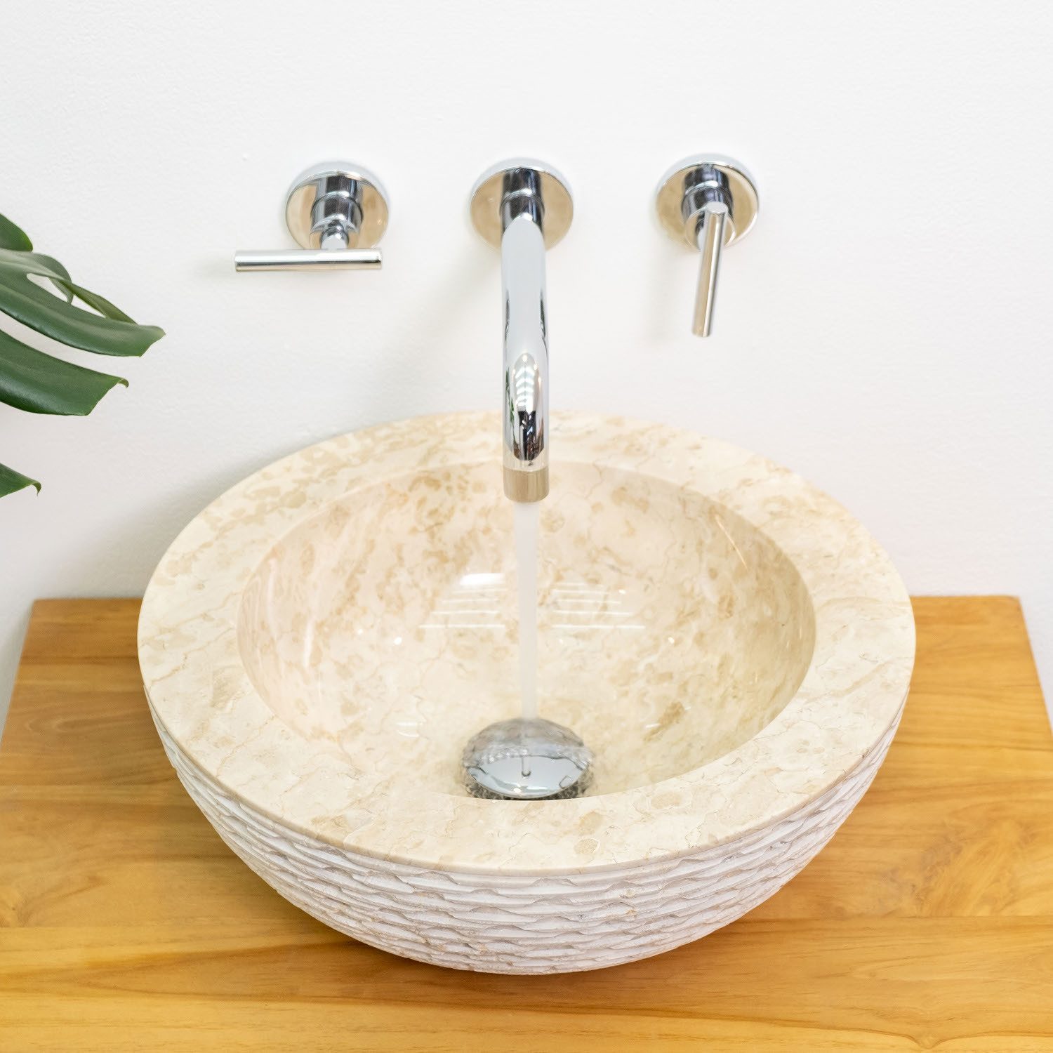 wohnfreuden Aufsatzwaschbecken Marmor - Waschbecken BB5 40 cm creme, 8_587