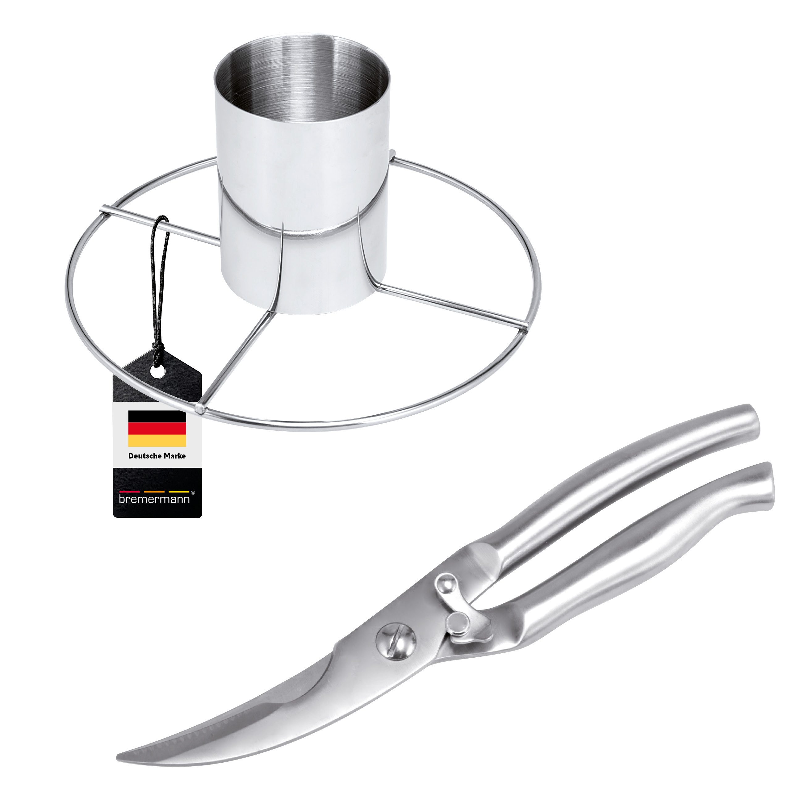 bremermann Hähnchenbräter Geflügelschere und 1x Hähnchengriller // 2tlg.-Set aus Edelstahl