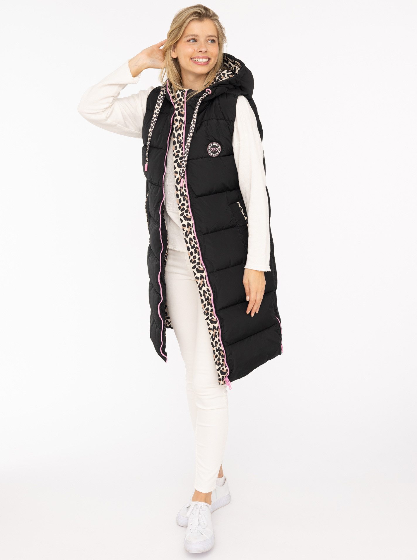 Zwillingsherz Steppweste "Wild Hearts" Leo-Muster, Taschen seitlich, modisc günstig online kaufen