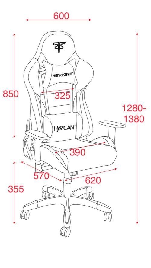 Hyrican Gaming-Stuhl "Striker Tank" schwarz/weiß, für ergonomischer Gamingstuhl, Schreibtischstuhl, geeignet Bürostuhl, Kunstleder, Erwachsene