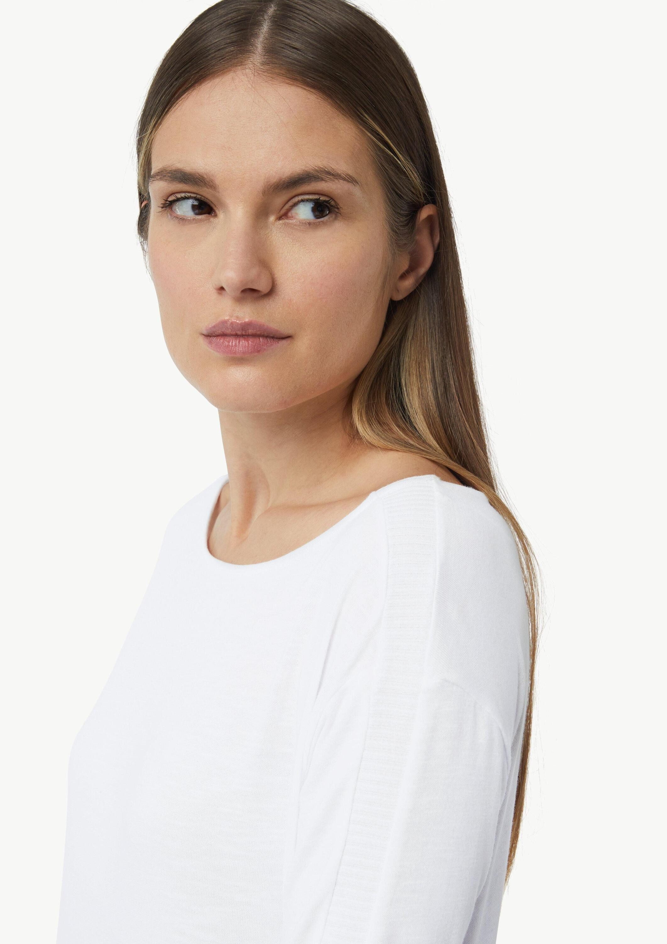 comma Langarmshirt T-Shirt Langarm-Shirt mit Ripp-Detail im Relaxed Fit