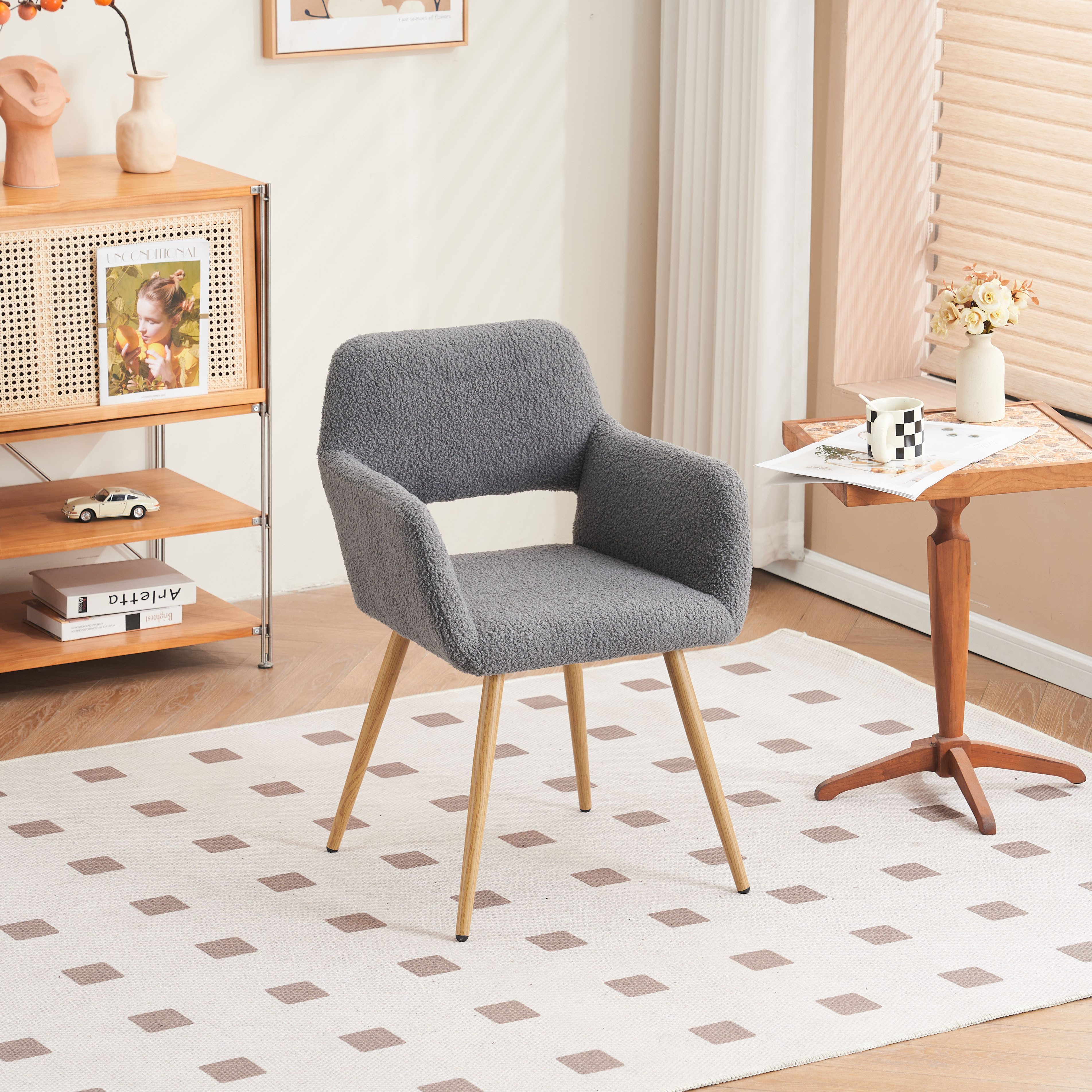 OKWISH 4-Fußstuhl Esszimmerstühle, Teddy-Samt Make-up Stuhl günstig online kaufen