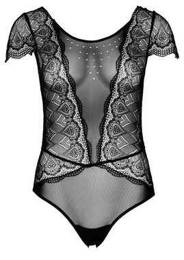 Daring Intimates Kurzarmbody Floral Lace and Mesh Teddy Black S/M