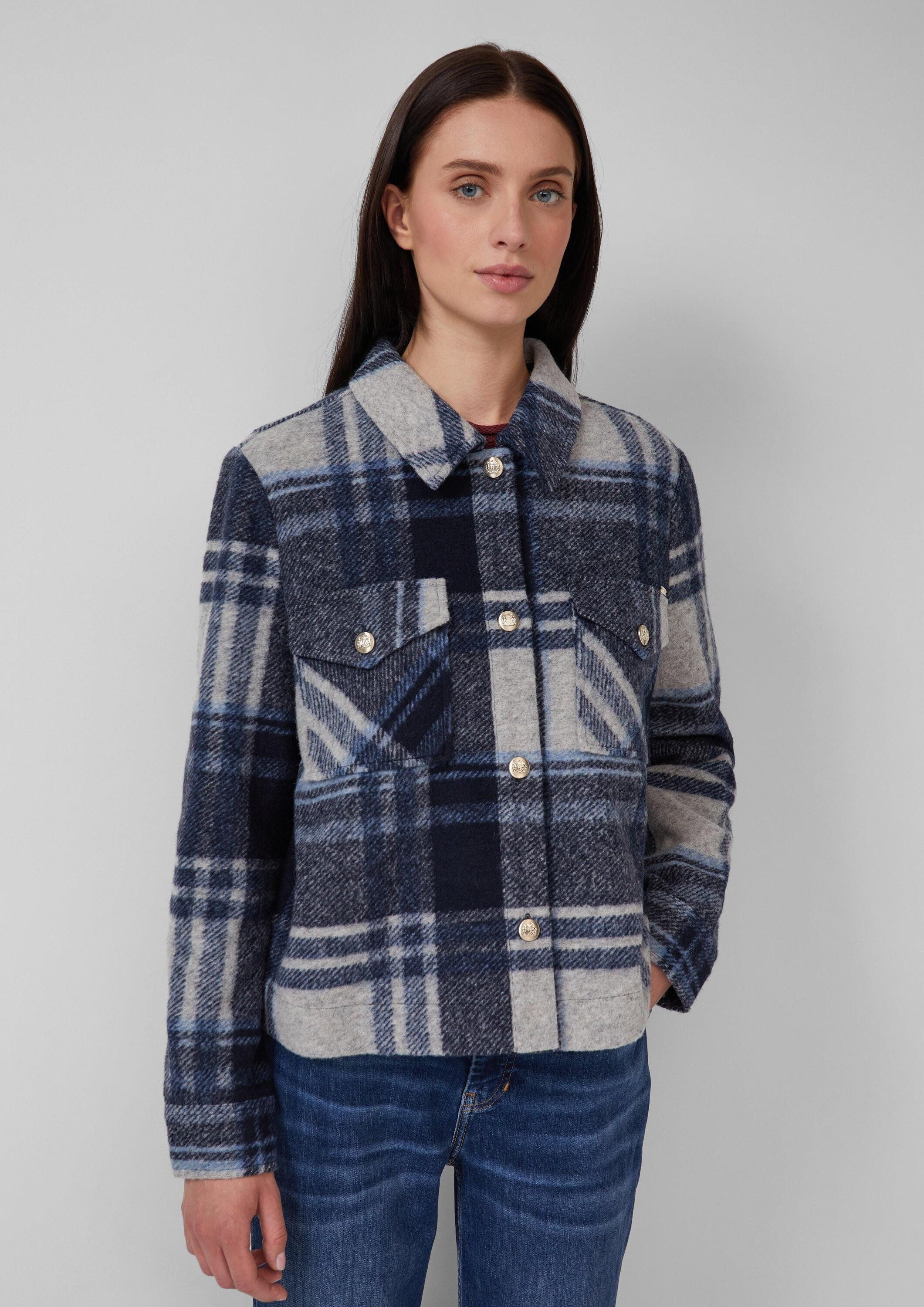 s.Oliver Hemdjacke Indoor-Jacke Leichte Wollmix-Jacke mit aufgesetzten Tasc günstig online kaufen