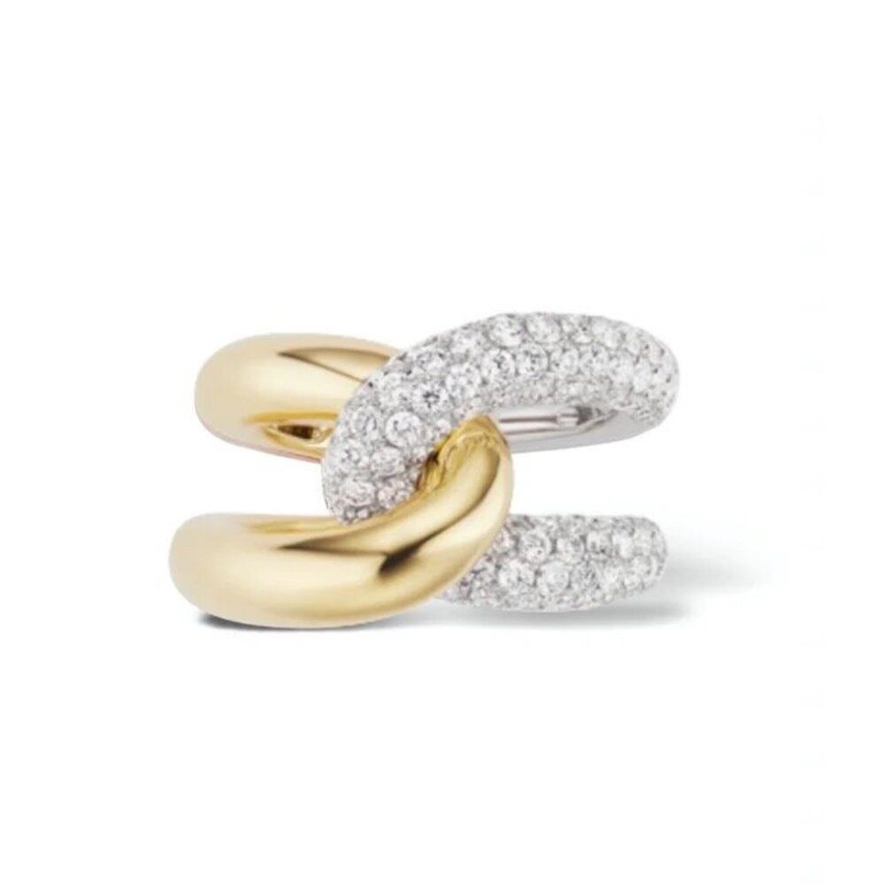 Silberring Massiver Bicolor Trend Damen Ring 925 Sterling Silber 18 K Gold