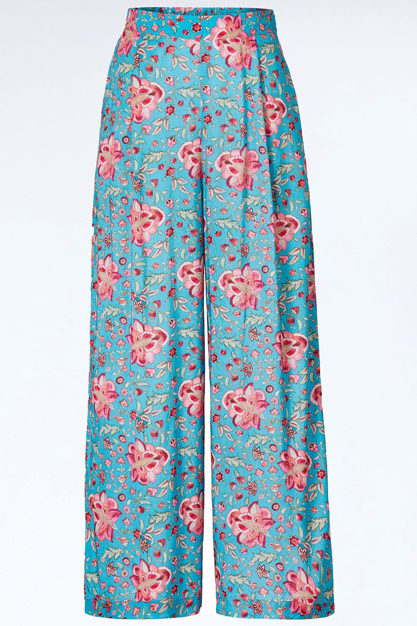 Himalaya Clothing Stoffhose Weite Damenhose aus Viskose - Luftige Sommerhose mit floralem Print Palazzo Hose mit seidig-weichem Hautgefühl