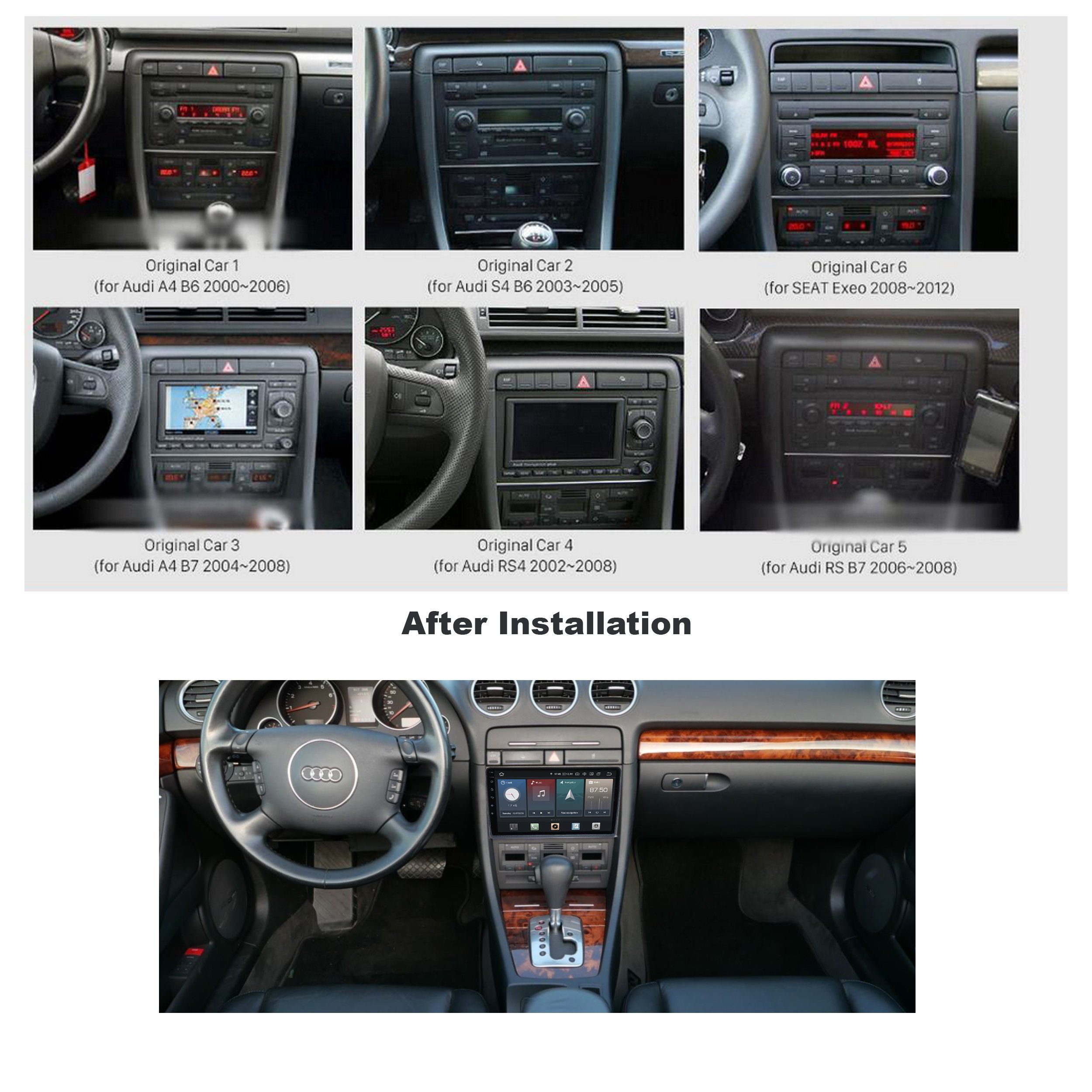 GPS Seat A4 Autoradio Für Audi TAFFIO B6 Einbau-Navigationsgerät Exeo S4 Touch CarPlay 9" B7 Android
