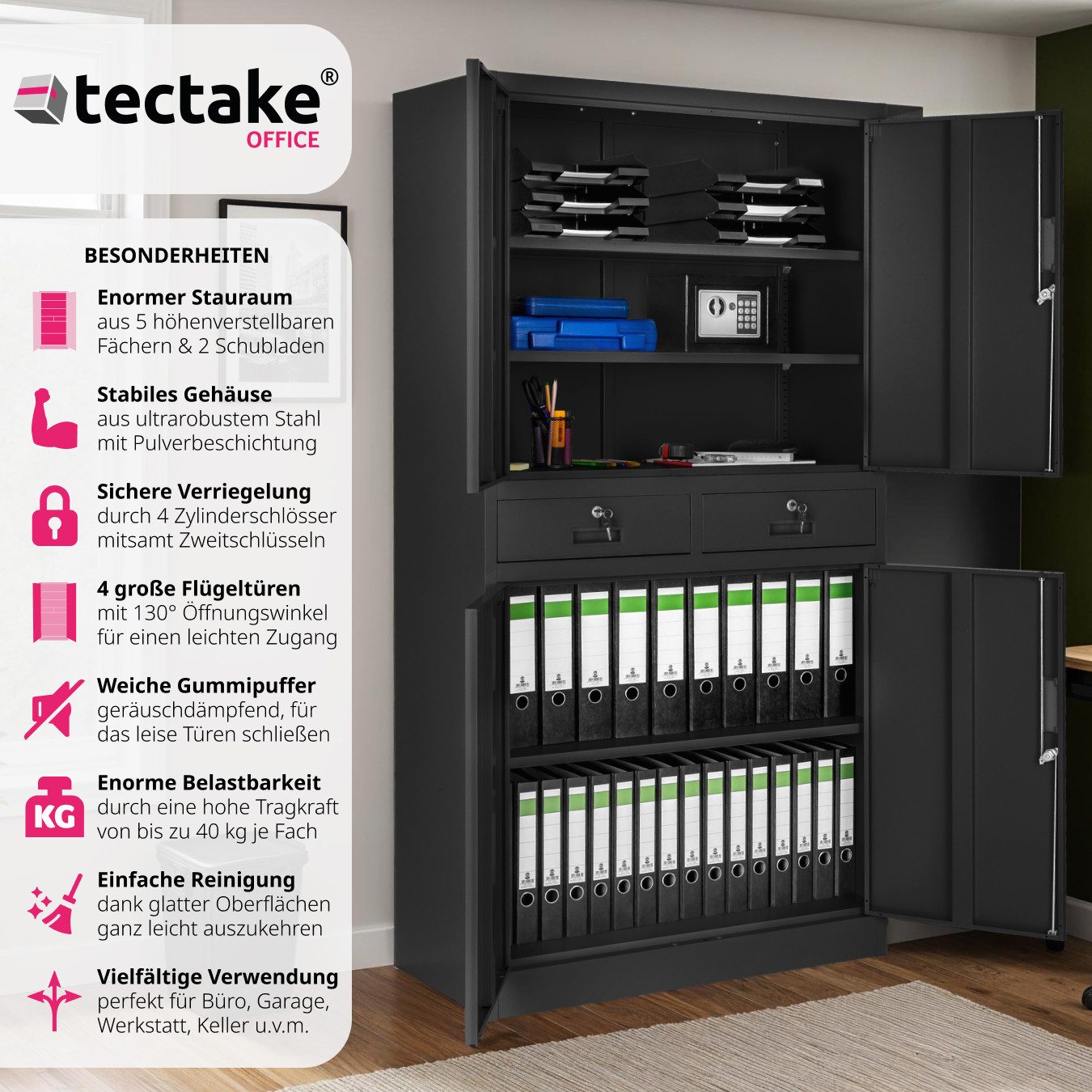 tectake Aktenschrank Büroschrank Cosmo mit 2 günstig online kaufen