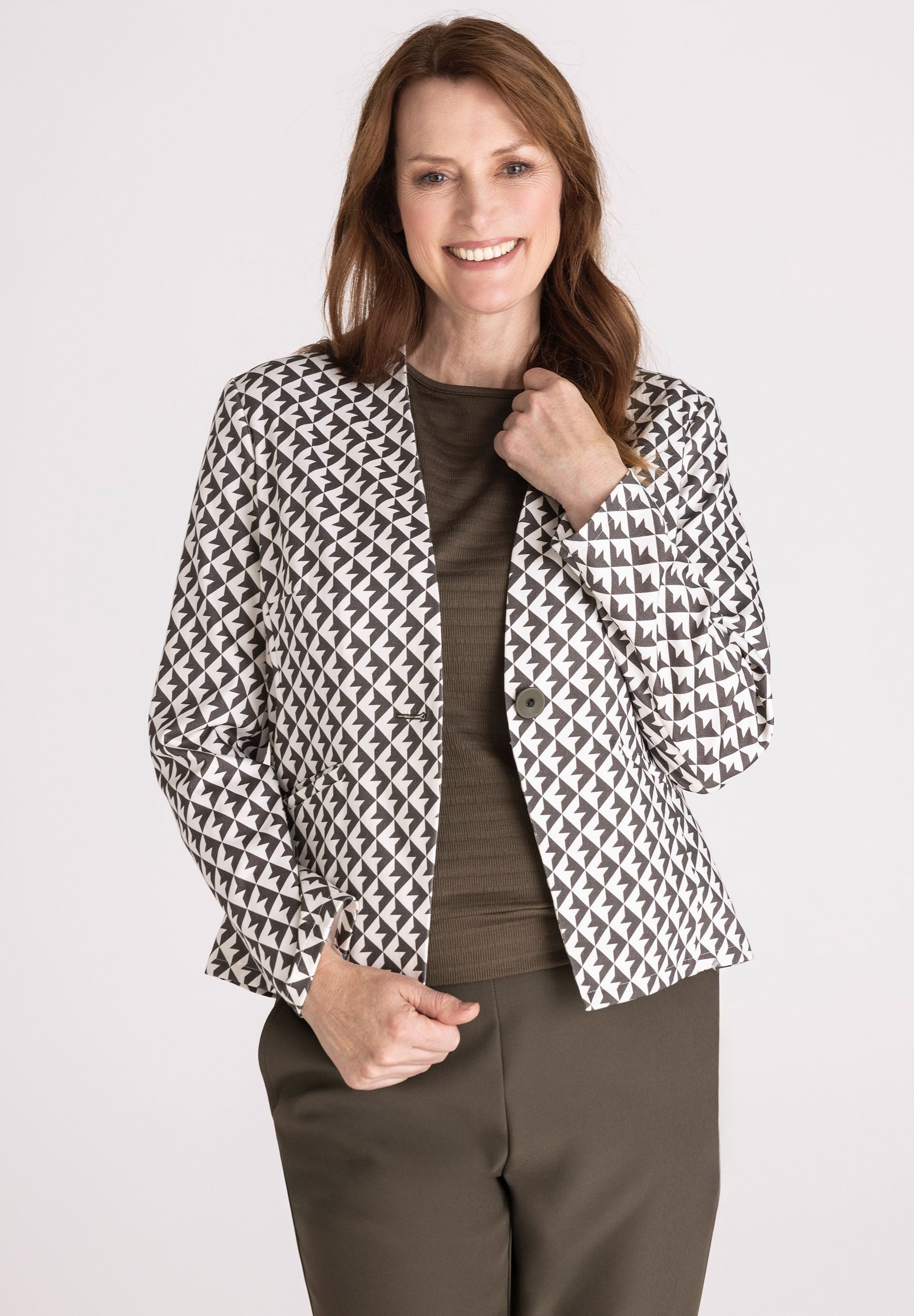 FRANK WALDER Kurzblazer mit grafischem Print