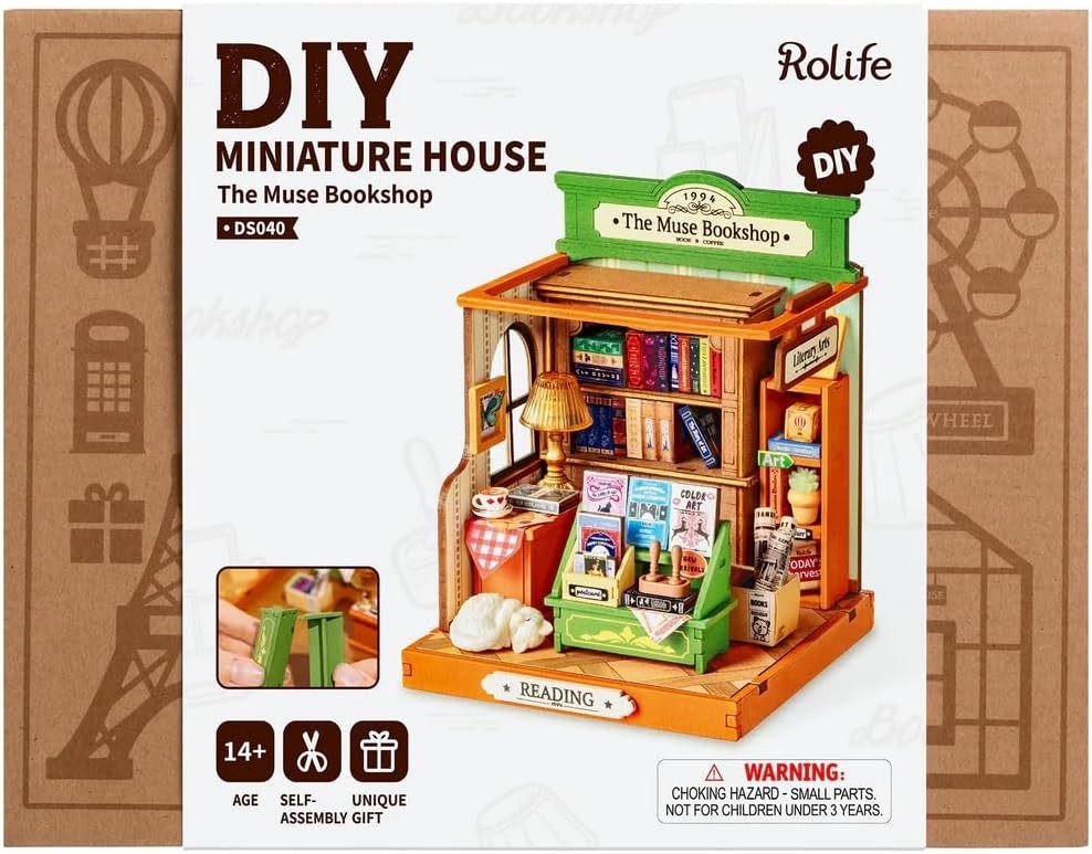 Robotime 3D-Puzzle RoboTime Buchhandlung 3D Puzzle Holz Muse Bookshop DS040, Puzzleteile
