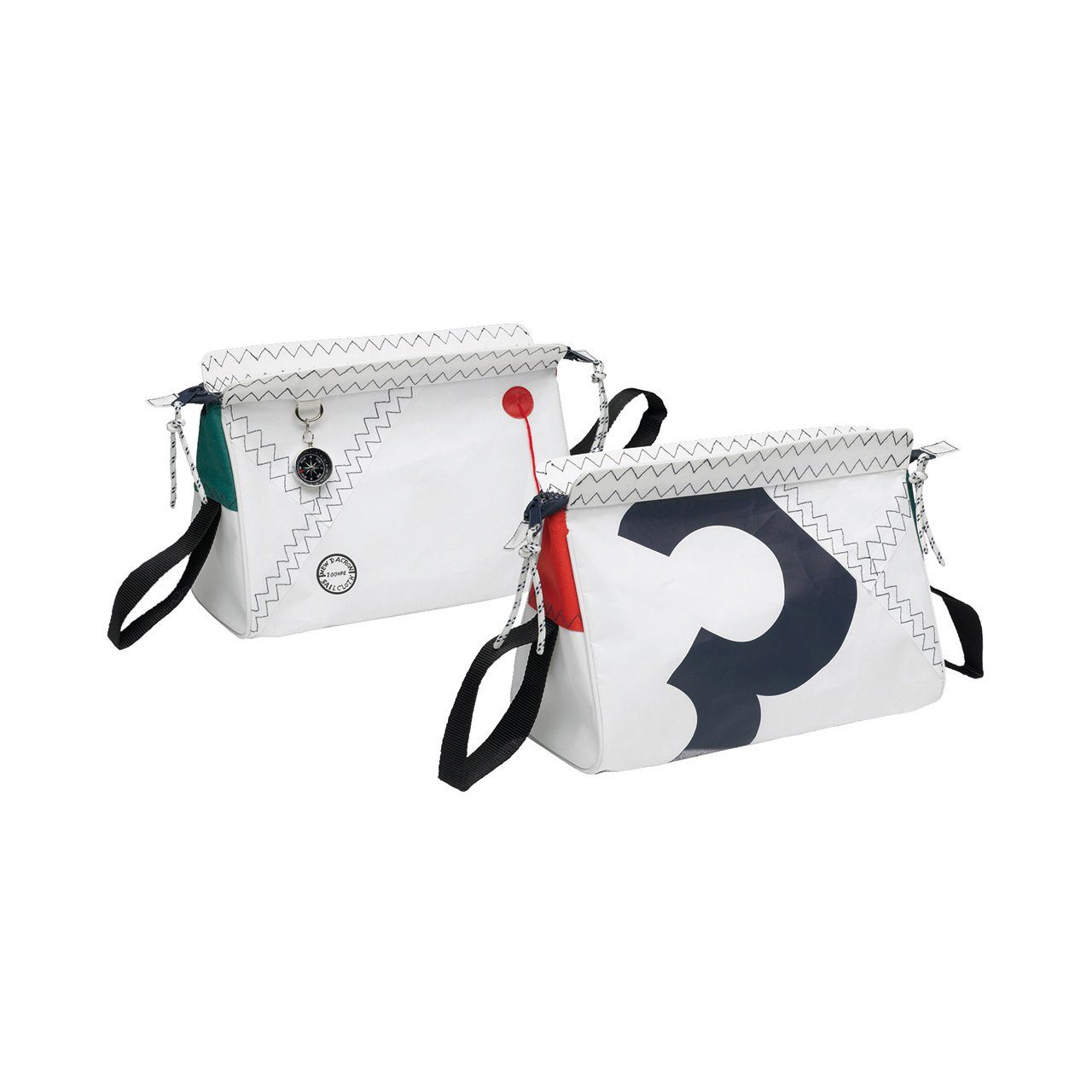 Kulturbeutel Sea Shell Kulturtasche aus Segeltuch, Weiß / Marineblau