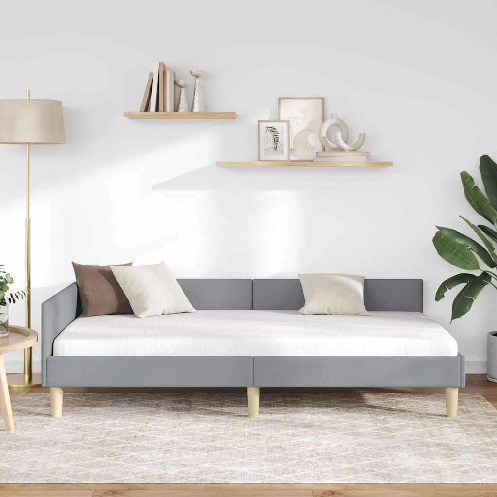 vidaXL Bett Eckbettgestell mit Kopfteil Hellgrau 80 x 200 cm Stoff (1-tlg) günstig online kaufen