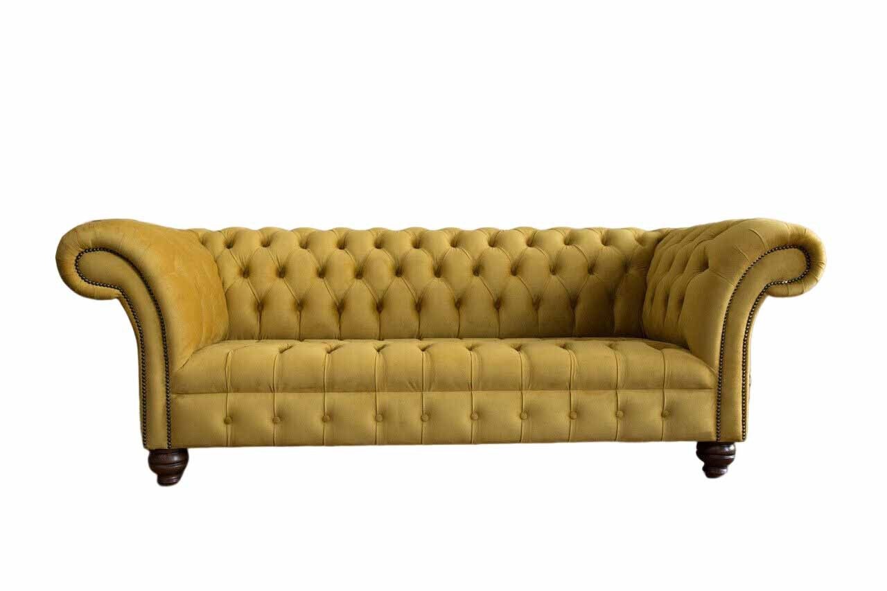 Xlmoebel Chesterfield-Sofa Gelbes 3-Sitzer Sofa im Chesterfield-Stil mit Polsterung, 1 Teile, Made in Europa