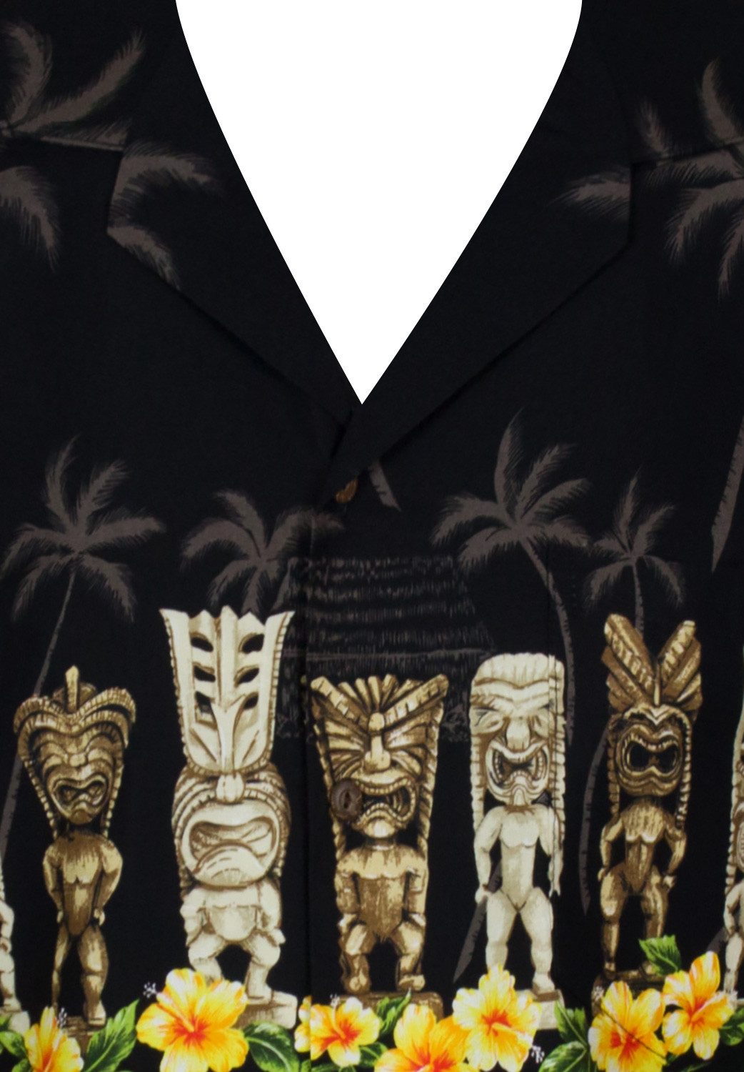 KY's Hawaiihemd "Totem" Herren Kurzarm Baumwolle Kokosknöpfe Original Hawaii