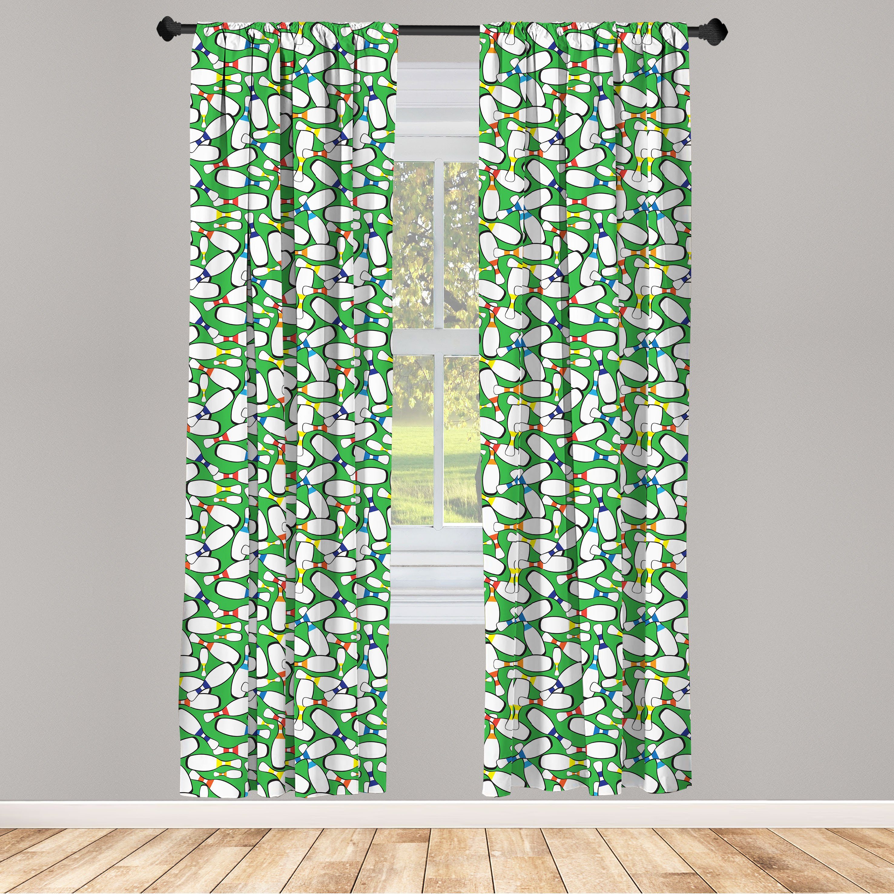 Gardine Vorhang für Wohnzimmer Schlafzimmer Dekor, Abakuhaus, Microfaser, Bowling Bunte Stifte auf Grün