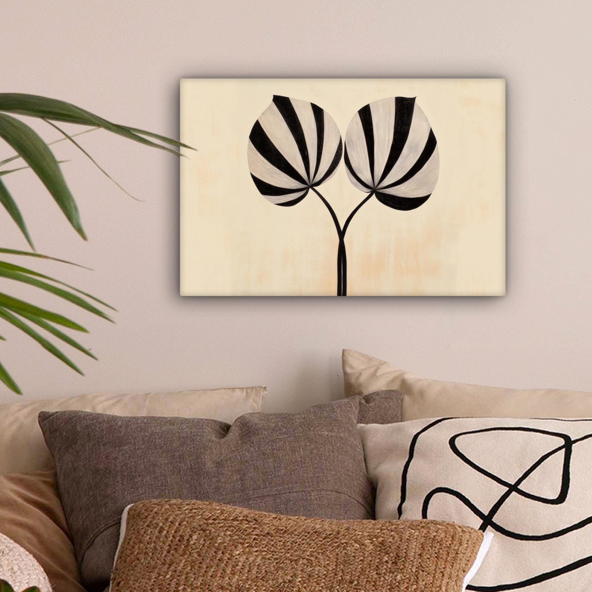 OneMillionCanvasses® Leinwandbild Blätter - Gestreift - günstig online kaufen