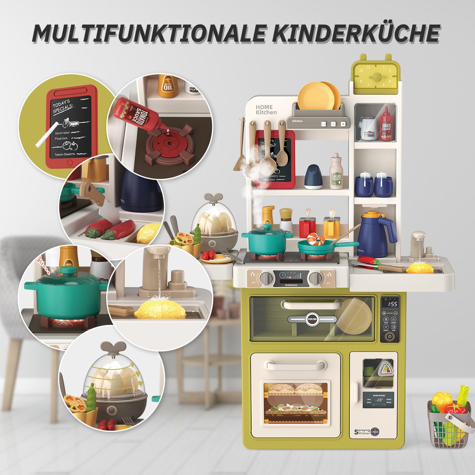 Esun Spielküche Kinderküche mit Küchenzubehör, Licht, günstig online kaufen