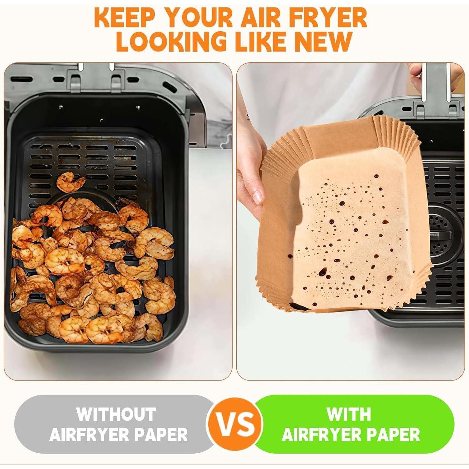LuxusKollektion Backpapier Backpapier Airfryer 200 Stück 6L 3L mit 5 cm Rand hitzebeständig