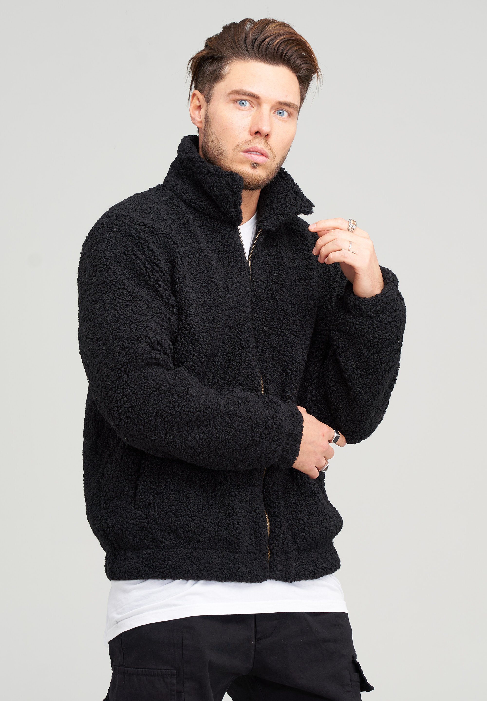 behype Fleecejacke Bomber aus weichem Teddyfleece