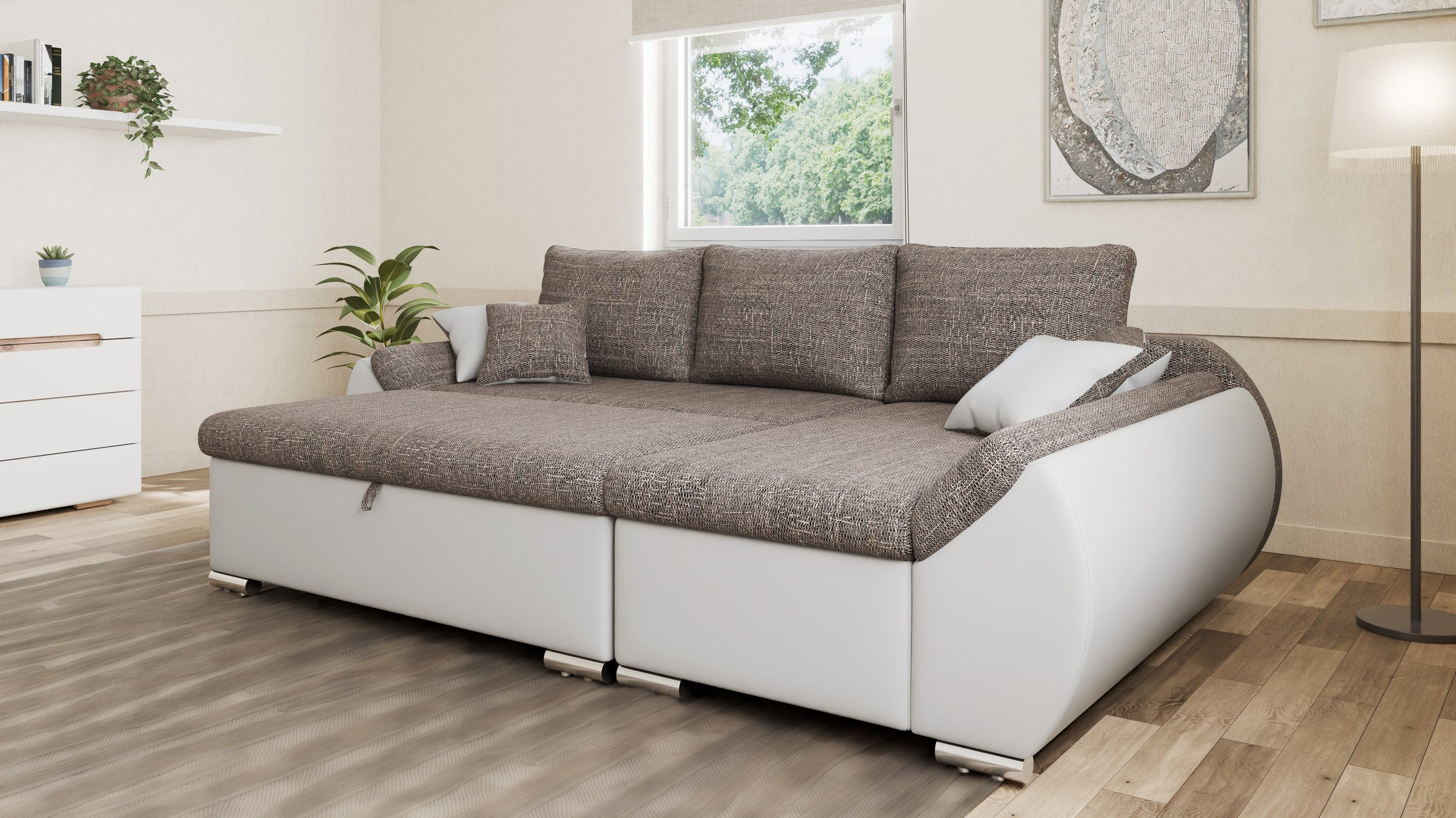 MOEBLO Ecksofa ALEX, L-Form mit Hocker günstig online kaufen