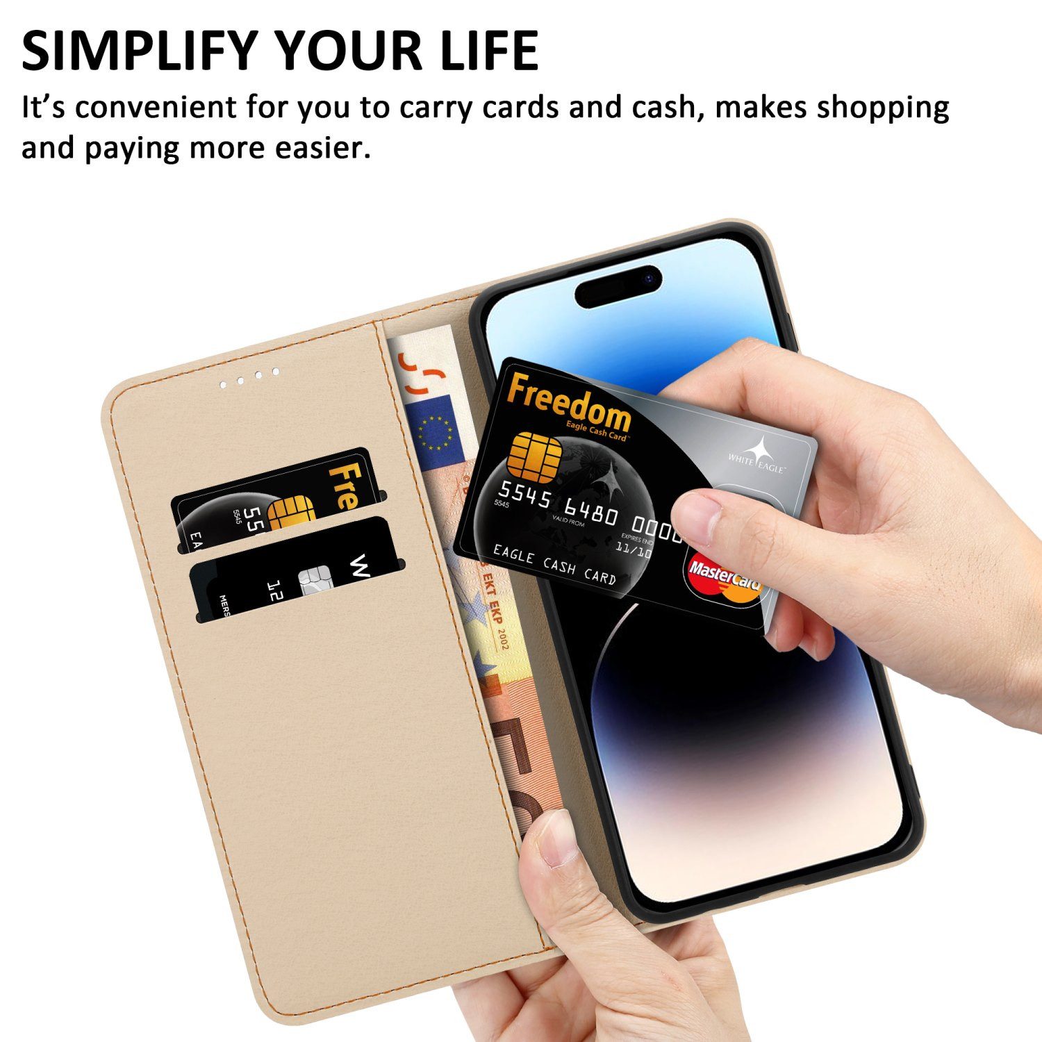 Cadorabo Handyhülle für iPhone 14 PRO Hülle Apple iPhone 14 PRO, Handy Schutzhülle - Hülle, Standfunktion, Kartenfach, Magnetverschluss